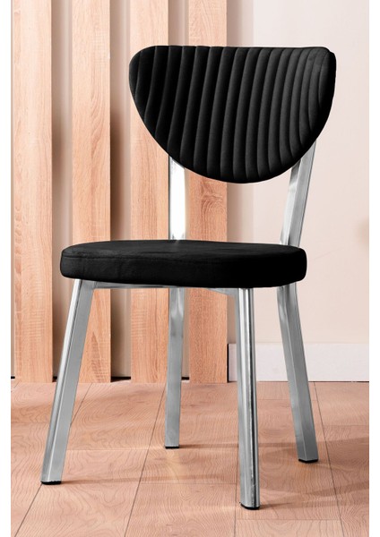 Krom Elma Mutfak Sandalyesi Yemek Odası Bahçe Balkon Otel Restoran Kafe Sandalyesi Siyah