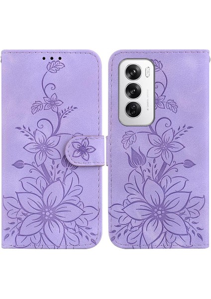 Oppo Oppo 12 5g Kabartmalı Zambak Manyetik Kart Tutucu Kickstand Için Flip Case (Yurt Dışından) modelleri