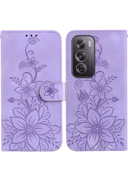 Oppo Oppo 12 Pro 5g Için Flip Case Kart Tutucu Manyetik Kabartmalı Zambak (Yurt Dışından)