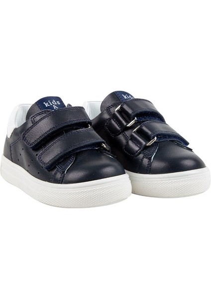 Papillon Çift Cırtlı Deri Unisex Çocuk Ayakkabı Lacivert