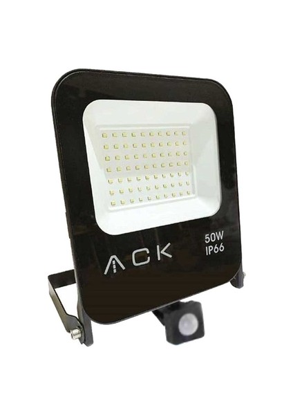 50W Sensörlü LED Projektör Beyaz Işık 6500K 5140 Lümen AT62-25032