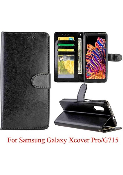 Samsung Galaxy Xcover Pro Kickstand Kart Tutucu Pu Deri Için Flip Case (Yurt Dışından)