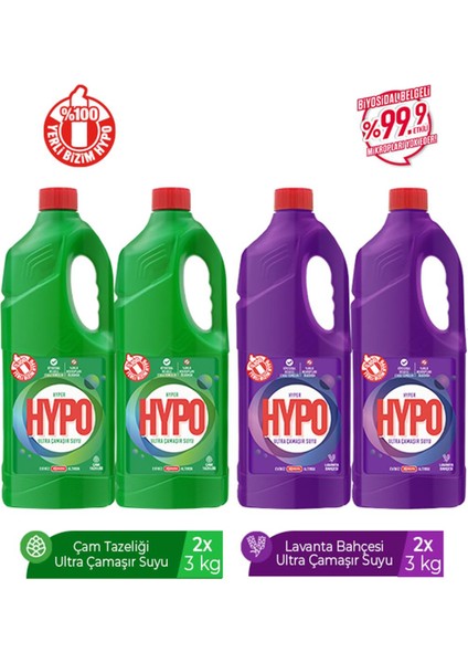 Hyper Hypo Ultra Çamaşır Suyu 2 Çam ve 2 Lavanta 3 kg x 4 Adet