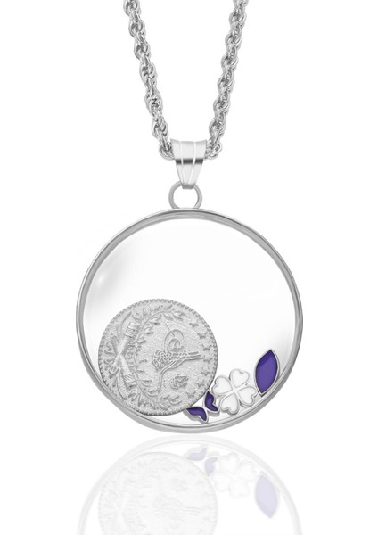 Monogramlı Camdan Yapılmış Şanslı Kolye