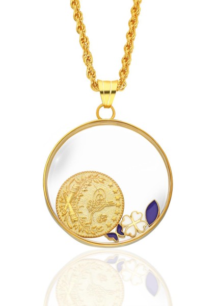 Monogramlı Camdan Yapılmış Şanslı Kolye