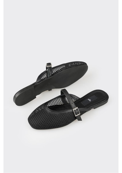 Siyah Deri Kadın Spor Terlik modelleri