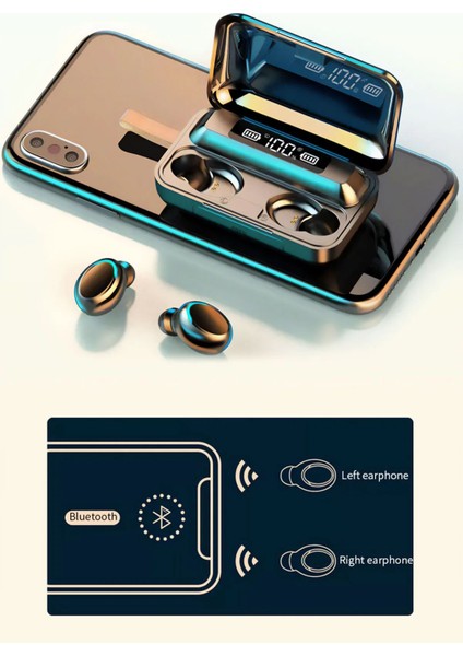 Tekno Trust 100-200 Mah Akıllı Saat Plus Dokunmatik Powerbank Özellikli F9 Kablosuz Bluetooth Kulaklık Ikili Io