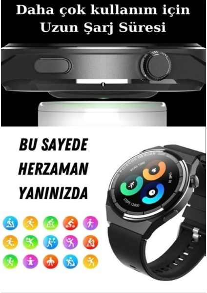 Tekno Trust Siyah Watch 4 Pro Suit 7 Kordonlu Yuvarlak Kasa Akıllı Saat Sesli Görüşme 44 mm Gümüş Siyah 1 Yıl I modelleri