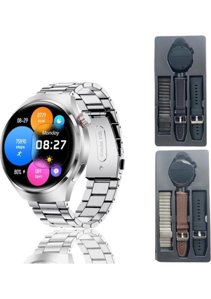 Çok Renkli Watch 4 Pro RW32 Curved Amoled Ekran 3 Kordon Akıllı Saat 400-500 Mah 46 mm 2 Yıl Çok Re