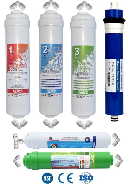 Kapalı Kasa 12 Inç Su Arıtma Cihazı Filtresi 6 Aşama Inline Filtre Seti Standart Membranlı