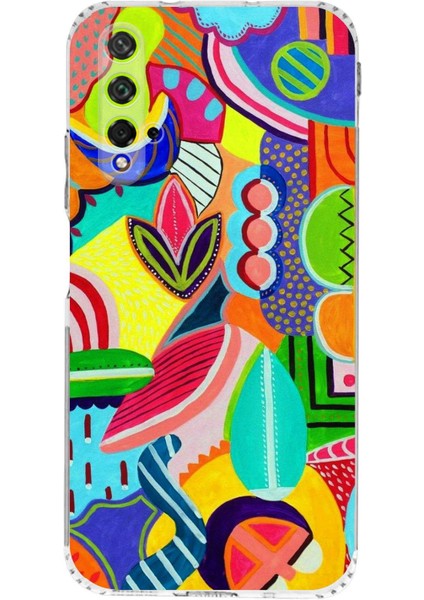 Honor 20 ile Uyumlu Retro Color 6 Kamera Korumalı Şeffaf Kılıf