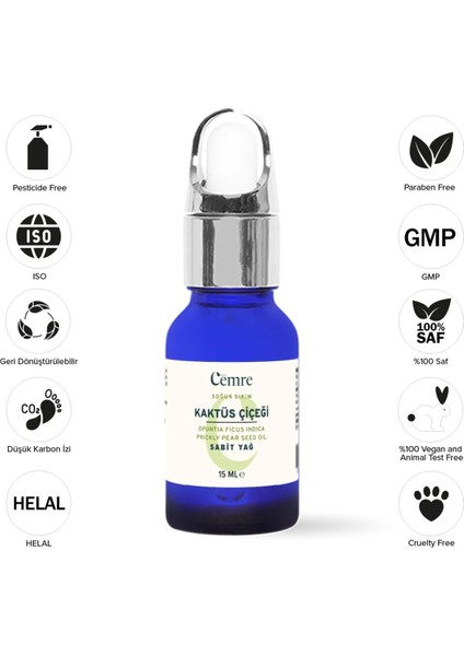 Kaktüs Çiçeği Yağı 15 ml Saf Soğuk Sıkım Frenk Inciri Yağı