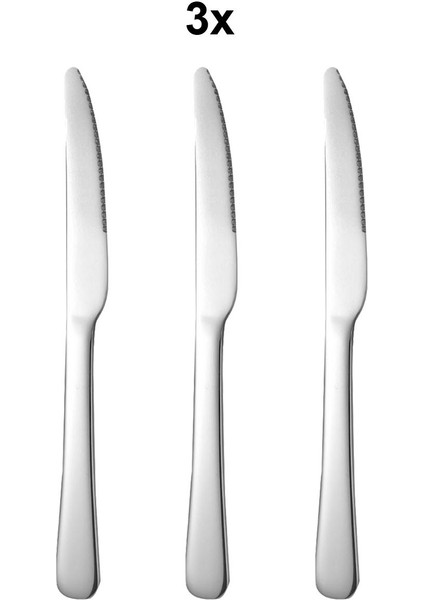 1010 Çelik 3 Adet 23 cm Silver Renk Sofra Yemek Bıçağı CIN795BY-3