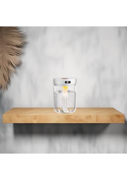 750ML H2O Çift Püskürtmeli Ulrasonik Hava Nemlendirici Buhar Makinesi ve Aroma Difüzörü + Başucu Gece Lambası