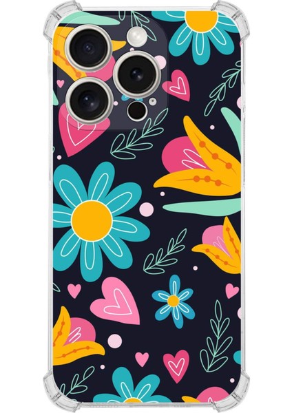 Apple iPhone 15 Pro Retro Color 1 Şeffaf Köşe ve Kamera Korumalı Korumalı Antişok Kılıf