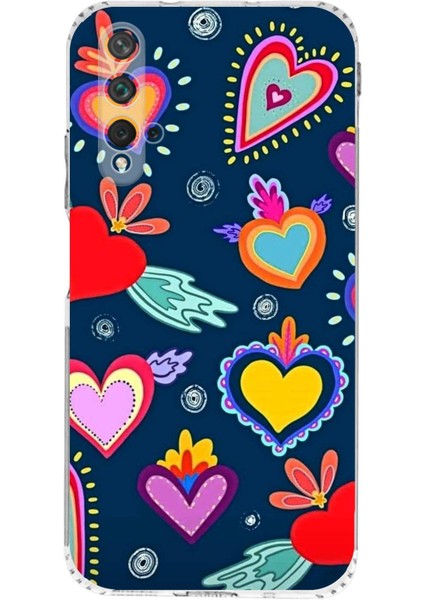Huawei Nova 5t ile Uyumlu Retro Color 3 Kamera Korumalı Şeffaf Kılıf