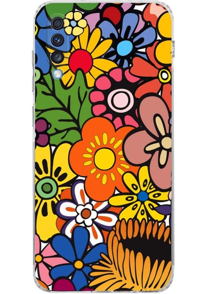 Samsung Galaxy A70S ile Uyumlu Retro Color 2 Kamera Korumalı Şeffaf Kılıf