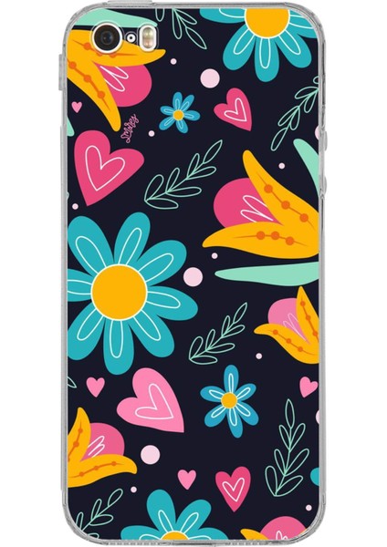 iPhone 5s ile Uyumlu Retro Color 1 Kamera Korumalı Şeffaf Kılıf