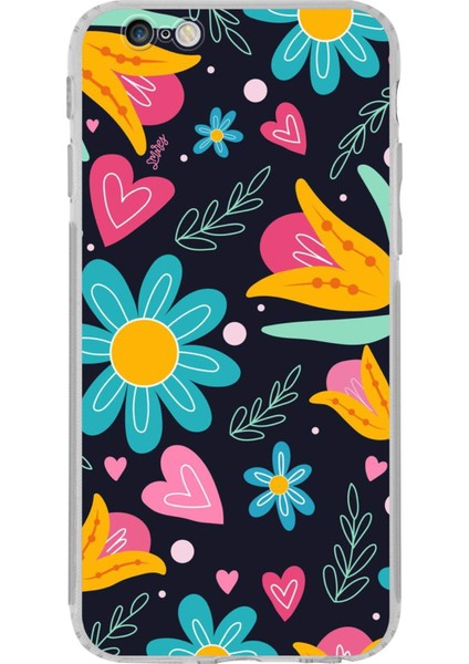 iPhone 6s Plus ile Uyumlu Retro Color 1 Kamera Korumalı Şeffaf Kılıf