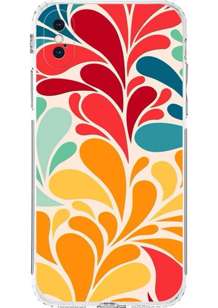 iPhone Xs Max ile Uyumlu Retro Color 5 Kamera Korumalı Şeffaf Kılıf