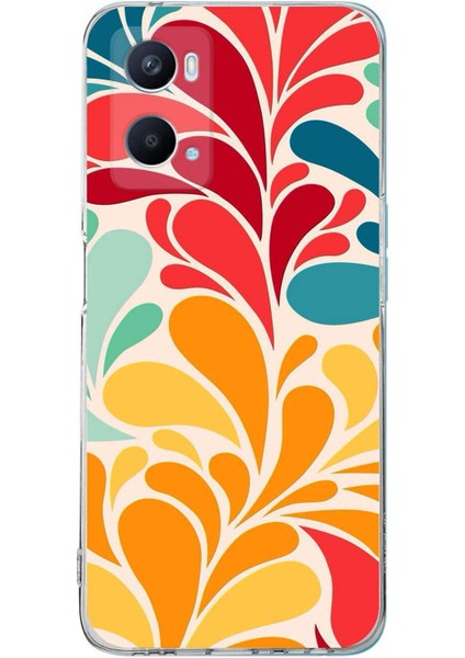 Oppo A96 4g ile Uyumlu Retro Color 5 Kamera Korumalı Şeffaf Kılıf