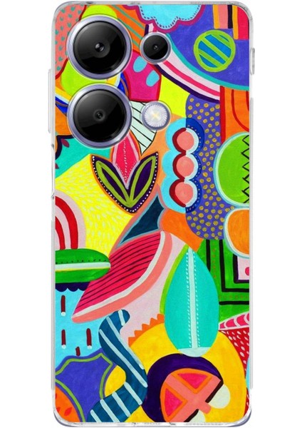 Xiaomi Redmi Note 13 Pro 4g ile Uyumlu Retro Color 6 Kamera Korumalı Şeffaf Kılıf