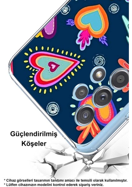 Samsung Galaxy A30S ile Uyumlu Retro Color 3 Kamera Korumalı Şeffaf Kılıf
