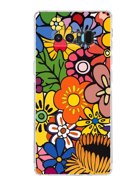 Samsung Galaxy Note 8 ile Uyumlu Retro Color 2 Kamera Korumalı Şeffaf Kılıf