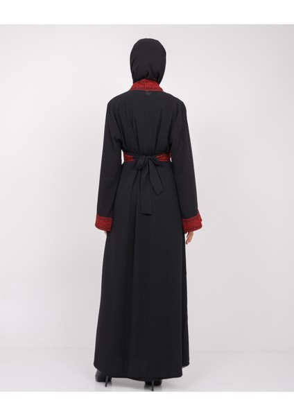 Uzun Kollu Oversize Kalıplı Geleneksel Kalın Noktalar Nakışlı Kadın Geniş Abaya M-3xl C100033