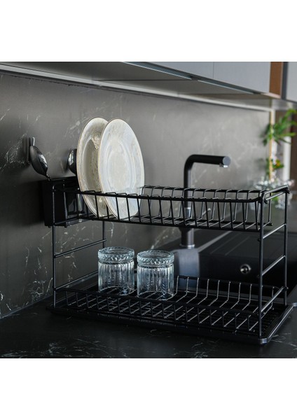 Tekno Trust Krom Siyah Pe Kaplama Paslanmaz Iki Katlı Modüler Tabaklık/ Bulaşıklık (50 Cm) 35 X 45 Siyah fiyatları