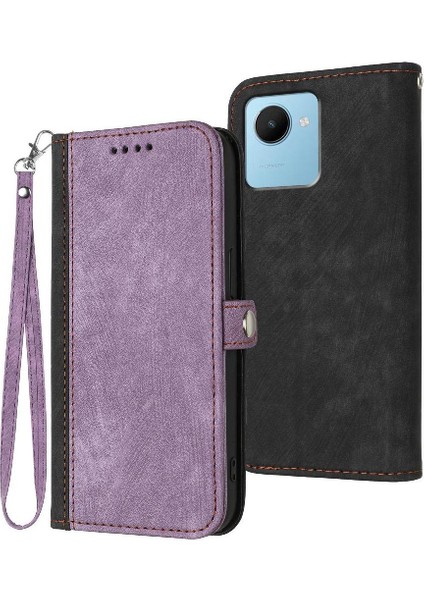 Realme C30 Pu Deri Manyetik Kapatma Flip Folio Kitap Kickstand Için Kılıf (Yurt Dışından)
