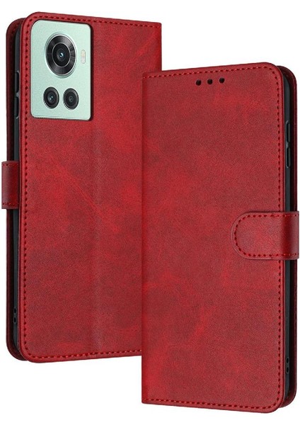 Oneplus 10R 5g Kickstand Için Flip Case Toka Saf Pu ile Kart Yuvası ile (Yurt Dışından)