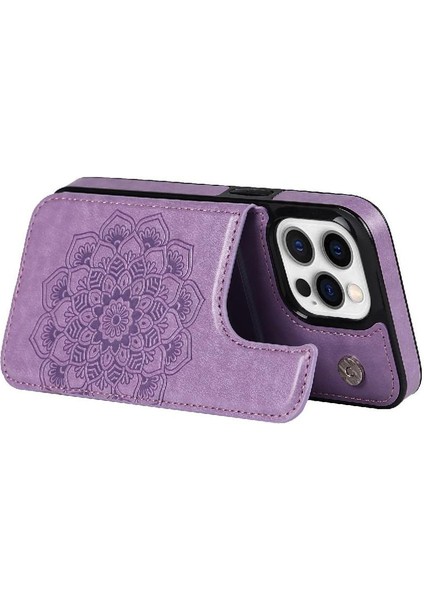 IPhone 15 Için Kart Tutucu Kılıf ile Cüzdan Pro Max Flip Darbeye Mandala (Yurt Dışından)