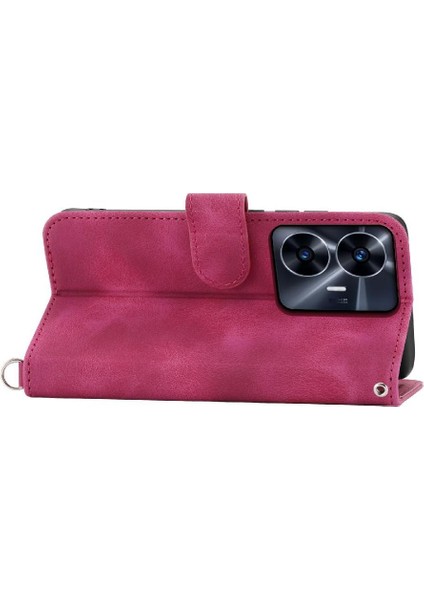 Realme C55 Kabartmalı Çoklu Kredi Kartı Yuvaları Bileklik Için Flip Case (Yurt Dışından) fırsatları