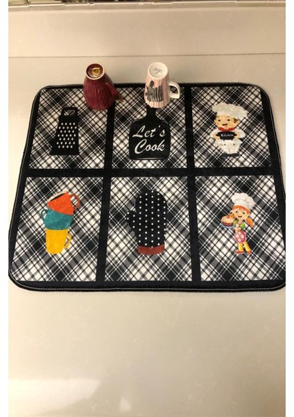 Tekno Trust Siyah Bulaşık Kurutma Matı Kurulama Kurutma Örtüsü Tezgah Üstü Bulaşıklık 40 X 50 Cm Yıkanabilir