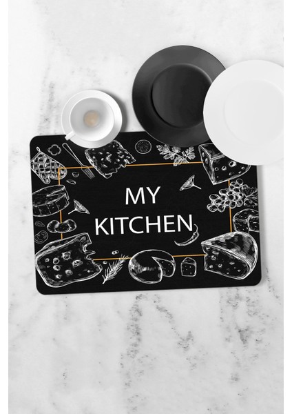 Tekno Trust Siyah Bulaşık Kurutma Matı Kurulama Bezi Kurutma Örtüsü Tezgah Üstü Bulaşıklık 40x50 Cm Yıkanabilir