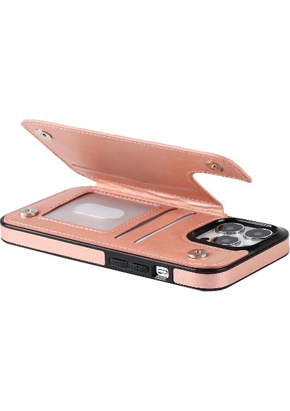 IPhone 15 Için Kart Tutucu Kılıf ile Cüzdan Pro Pu Deri Desen Çiçek (Yurt Dışından)