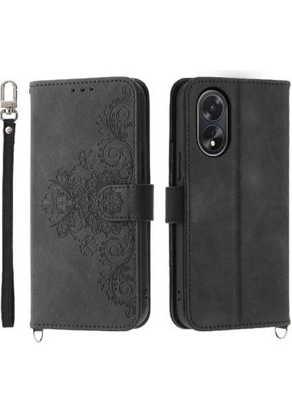 Oppo A38 4g Bileklik Darbeye Dayanıklı Kabartmalı Çoklu Kredi Için Flip Case (Yurt Dışından)