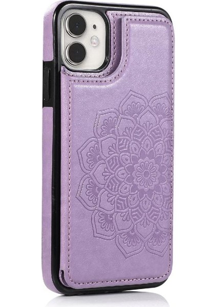 IPhone 11 Için Kart Tutucu Kılıf ile Cüzdan Çift Düğmeler Kabartmalı Mandala (Yurt Dışından) indirimleri
