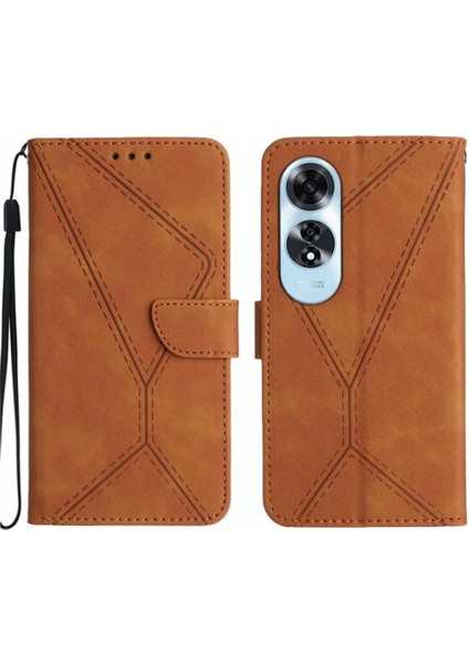 Oppo A60 4g Deri Cüzdan Dikiş Için Flip Case Kabartmalı Yumuşak Pu Yüksek (Yurt Dışından)