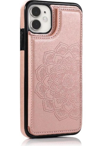 IPhone 11 Için Kart Tutucu Kılıf ile Cüzdan Çift Düğmeler Kabartmalı Mandala (Yurt Dışından) modelleri