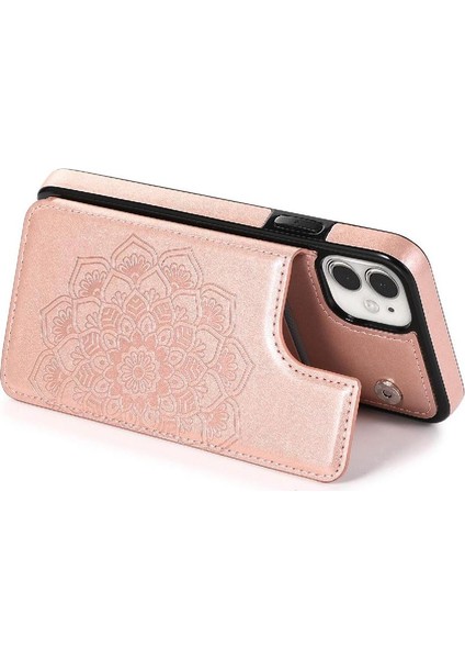 IPhone 11 Için Kart Tutucu Kılıf ile Cüzdan Çift Düğmeler Kabartmalı Mandala (Yurt Dışından) indirimleri