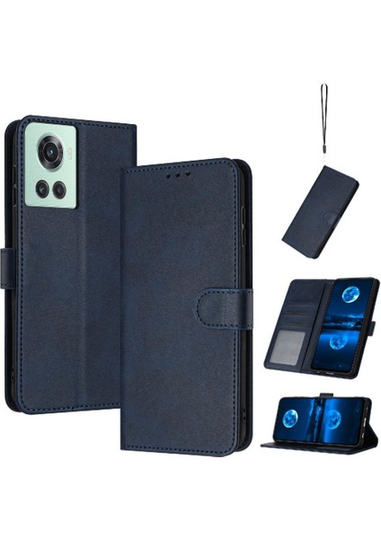 Oneplus 10R 5g Kickstand Için Flip Case Toka Saf Pu ile Kart Yuvası ile (Yurt Dışından)
