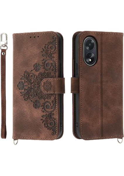 Oppo A38 4g Bileklik Darbeye Dayanıklı Kabartmalı Çoklu Kredi Için Flip Case (Yurt Dışından)