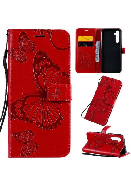Kart Yuvası Standı Manyetik ile Realme 6 Pro Darbeye Kapak Için Flip Case (Yurt Dışından)