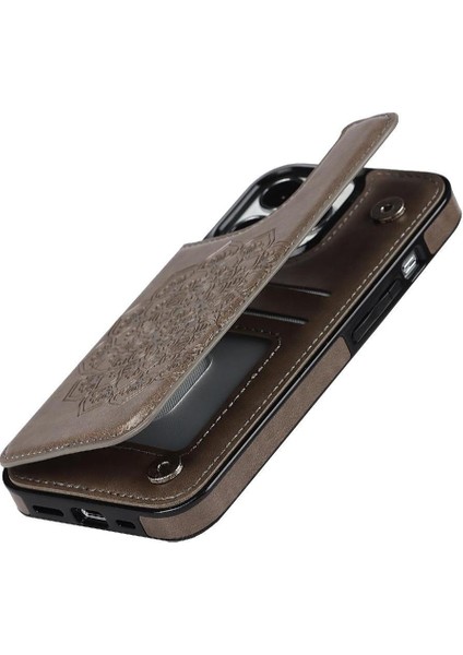 IPhone 15 Için Kart Tutucu Kılıf ile Cüzdan Pro Max Flip Darbeye Mandala (Yurt Dışından)