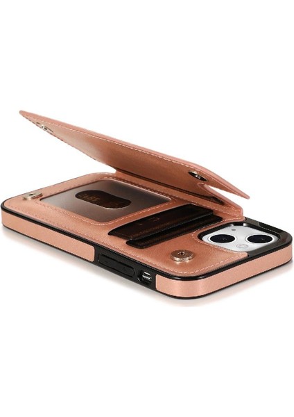 IPhone 15 Için Kart Tutucu Kılıf ile Cüzdan Artı Çift Düğmeler Flip Çiçek (Yurt Dışından)