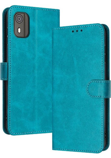 YH Market Toka Kickstand Pu Deri ile Nokia C02 Saf Renk Için Flip Case (Yurt Dışından)