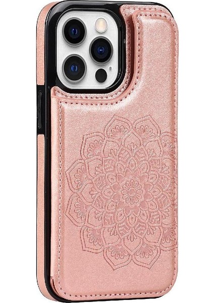 IPhone 14 Için Kart Tutucu Kılıf ile Cüzdan Pro Max Desen Çiçek Kabartmalı (Yurt Dışından)
