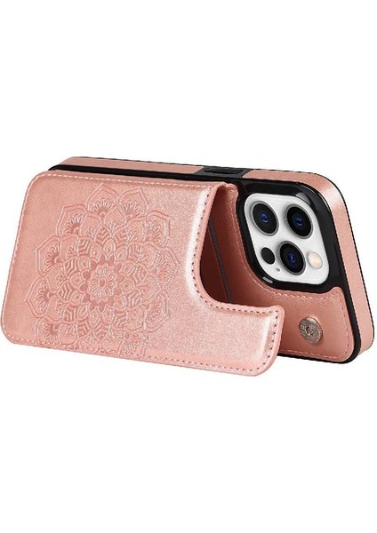 IPhone 14 Için Kart Tutucu Kılıf ile Cüzdan Pro Max Desen Çiçek Kabartmalı (Yurt Dışından)